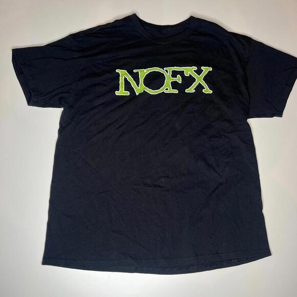 Vintage NOFX Punk Rock Band T-Shirt Black Green Logo Size L - Picture 1 of 5